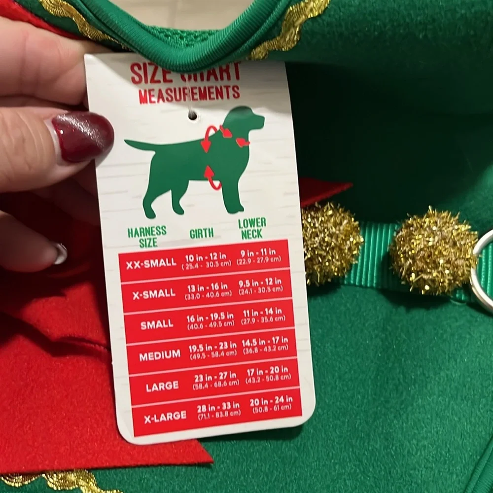 Merry & Bright Elf Christmas dog hooded comfort vest harness size L
